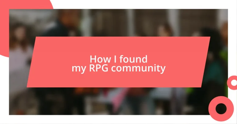 How I found my RPG community