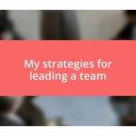 My strategies for leading a team