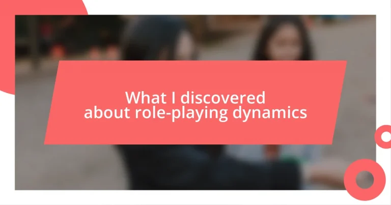 What I discovered about role-playing dynamics