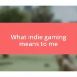 What indie gaming means to me