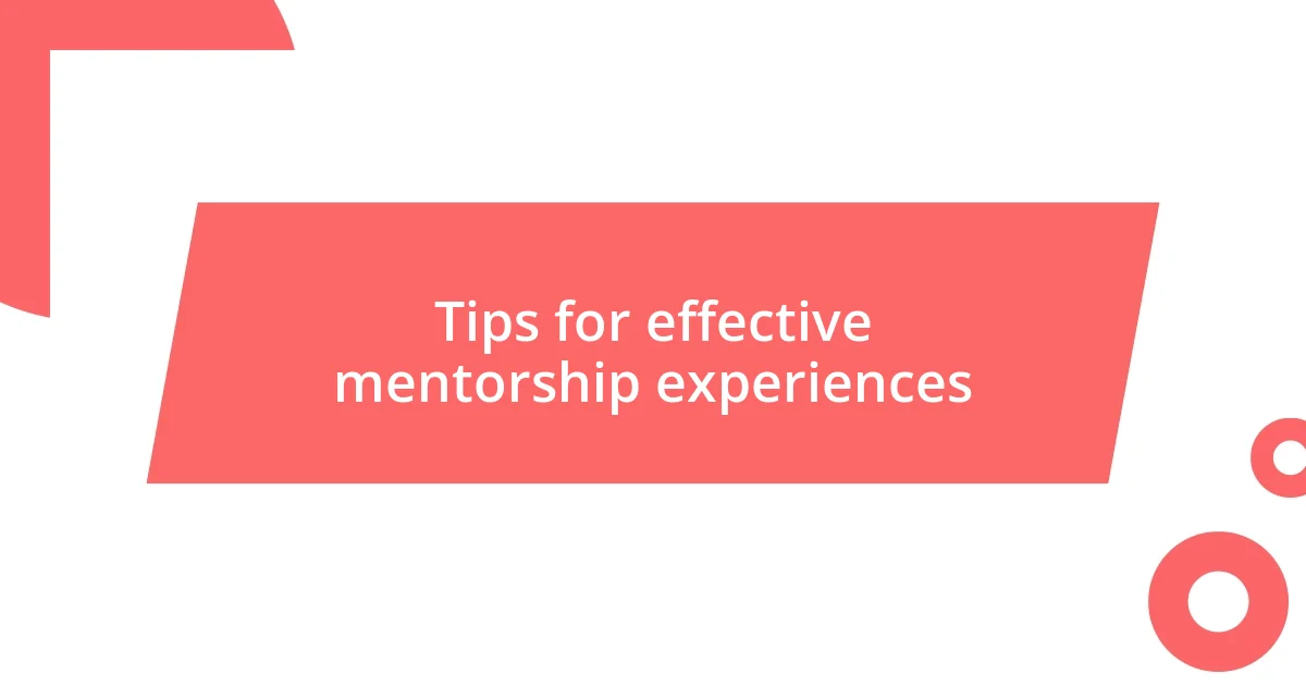 Tips for effective mentorship experiences